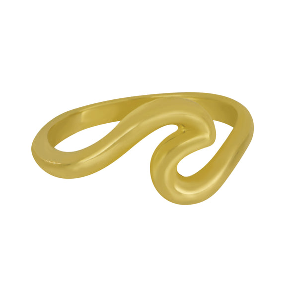 14k Yellow Gold Single Wave Ring, Size 6.5