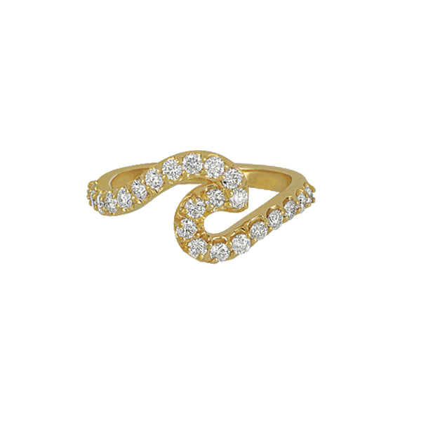 14k Yellow Gold Single Wave Ring, Size 7, D=.63tw