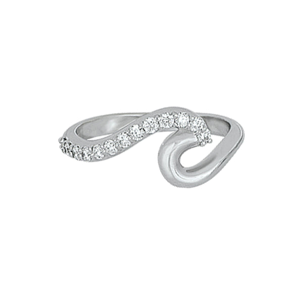 14k White Gold 1/2 Diamond Wave Ring, Size 6.5, D=0.24tw