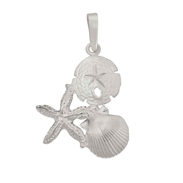 Sterling Silver Small Pectin, Sanddollar, & Starfish Pendant