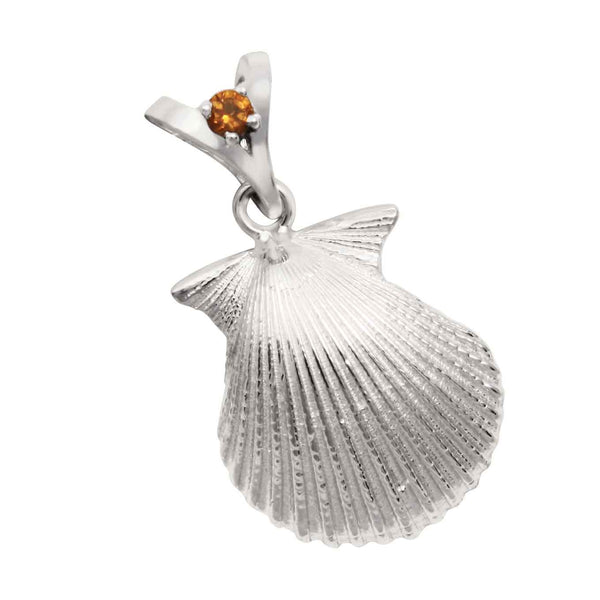 11 November "Birthshell": Sterling Silver Pendant: The Scallop Shell with Citrine