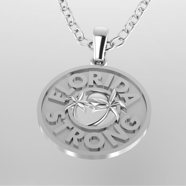 Sterling Silver Florida Strong Pendant with 1.2mm 18” Round Box Chain