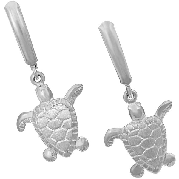 Sterling Silver Small Turtle Euro Earrings