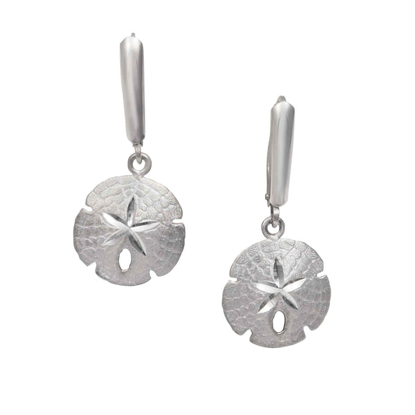 Sterling Silver 14mm Sanddollar Euro Earrings