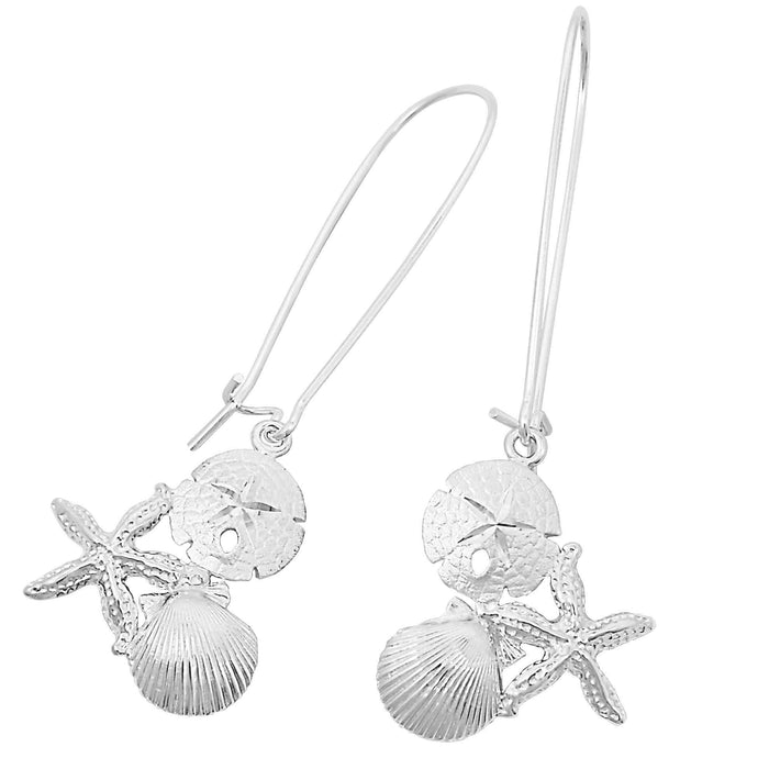 Sterling Silver Pectin, Sanddollar, & Starfish Kidney Wire Earrings