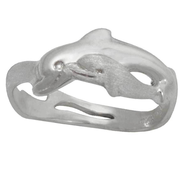 Sterling Silver Mom & Baby Dolphin Ring