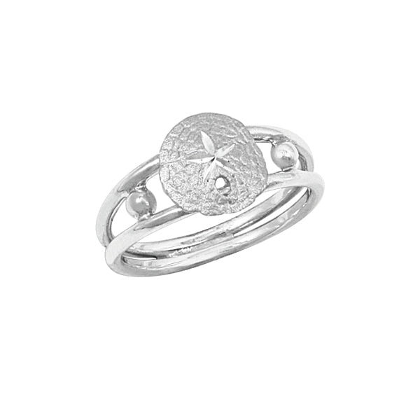 Sterling Silver Small Sanddollar Ring, Size 6