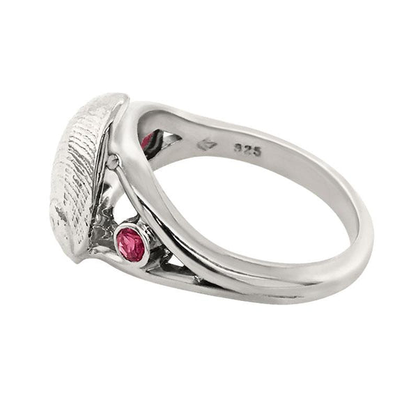 10 October "Birthshell" Sterling Silver Ring: The Baby's Ear with Pink Tourmalines