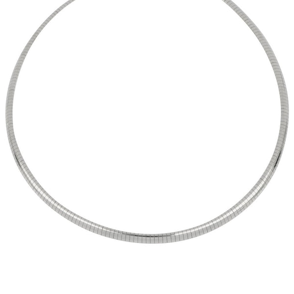 Sterling Silver 4mm Omega Rhodium Necklace 16