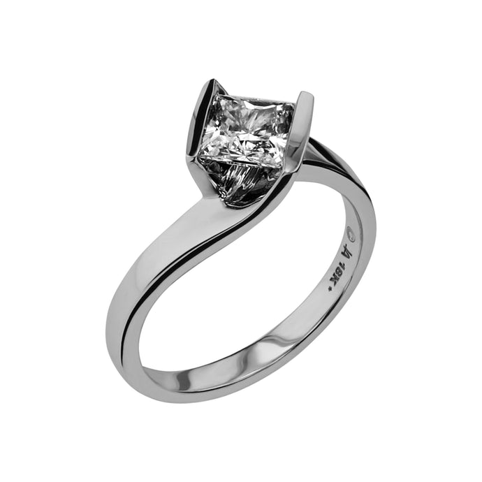 18 Karat White Gold Intrinsic Engagment Semi-Mount Ring for a 1ct Center