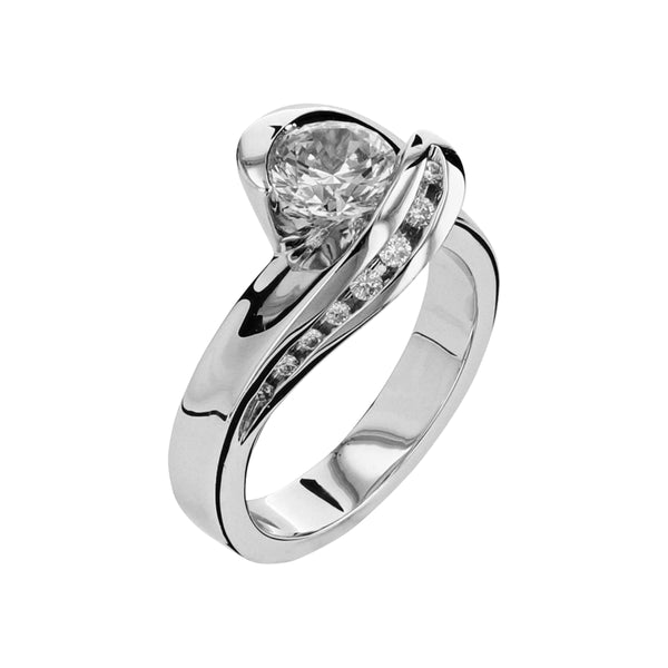 18 Karat White Gold Apropos Plus Engagment Semi-Mount Ring for a 1ct Center