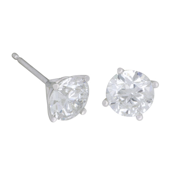 14k White Gold 2 Diamonds 2.00ctw IJ/I1 4-Prong Martini Set Stud Earrings