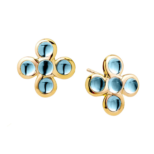 Syna 18 Karat Yellow Gold Aquamarine Earrings, Aqua=3.00ct