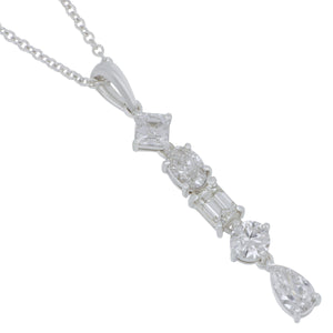 Norman Silverman 18 karat white gold princess, oval, emerald cut, round and pear shaped diamonds 1.25ctw HI/SI-VS pendant on 16" chain