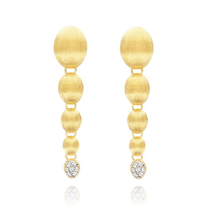 Nanis 18 Karat Yellow Gold Ivy "Nuvolette" Charming Drop Earrings with Diamonds, Dias=.09tw