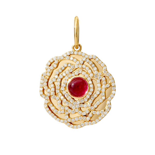 Syna 18 Karat Yellow Gold Pink Tourmaline and Diamond Pendant, PT=1.30ct,  D=1.10tw - Limited Edition