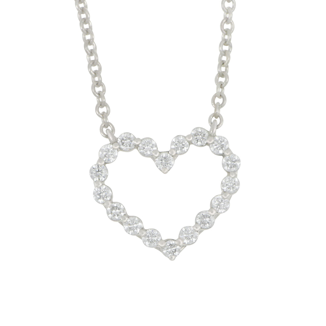 14K Gold Heart Necklace 14K White Gold / 16