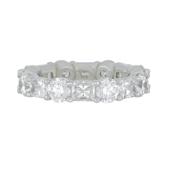 Platinum Alternating Radiant and Round 16 diamonds 4.58ctw FG/VS-VVS Prong-Set Eternity Band Size 6.5