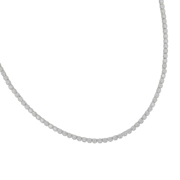 14k White Gold 4-Prong Diamond 6.99TW HI/SI Crown Line Necklace 17"